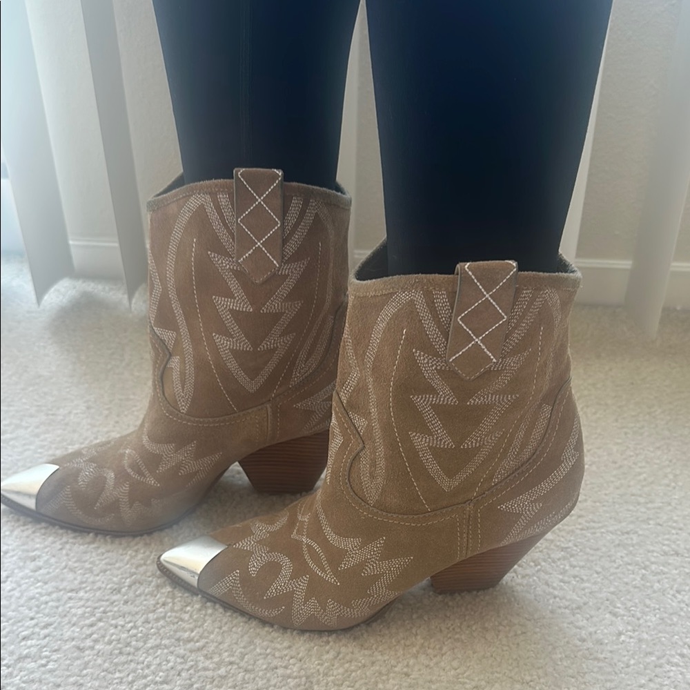 Tan Western Ankle Boots